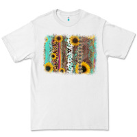 White aztec leopard turquoise sunflower background Premium Tee - RanaPortraitStore