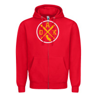 Red retro oakland baseball emblem vintage oak premium Zipper Hoodie - linhVisuals