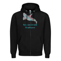 Black san juan islands upward orca killer whale native american raglan baseb Zipper Hoodie - linhVisuals