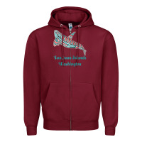 Burgundy san juan islands upward orca killer whale native american raglan baseb Zipper Hoodie - linhVisuals
