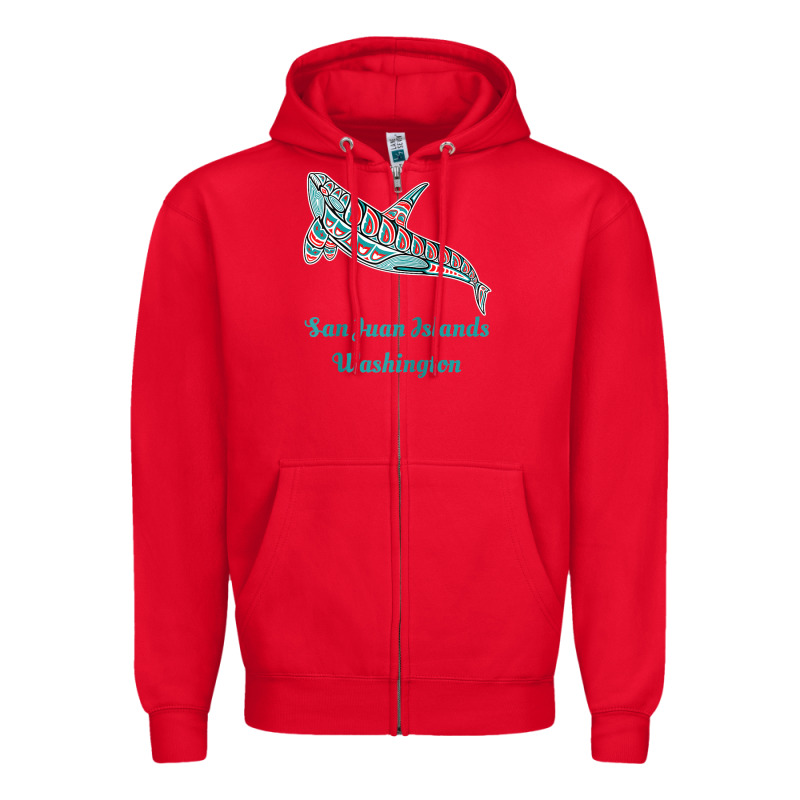 San Juan Islands Upward Orca Killer Whale Native American Raglan Baseb Zipper Hoodie by linhVisuals | Teevron