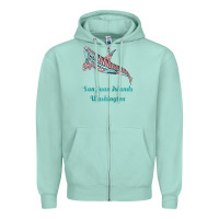Seafoam san juan islands upward orca killer whale native american raglan baseb Zipper Hoodie - linhVisuals