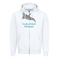 White san juan islands upward orca killer whale native american raglan baseb Zipper Hoodie - linhVisuals