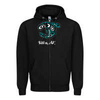 Black sitka alaska native american tribal orca killer whale raglan baseball Zipper Hoodie - linhVisuals