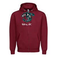 Burgundy sitka alaska native american tribal orca killer whale raglan baseball Zipper Hoodie - linhVisuals
