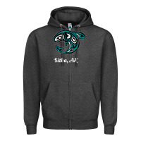 Charcoal Heather sitka alaska native american tribal orca killer whale raglan baseball Zipper Hoodie - linhVisuals