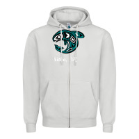 Dove Grey sitka alaska native american tribal orca killer whale raglan baseball Zipper Hoodie - linhVisuals