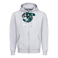 Heather Grey sitka alaska native american tribal orca killer whale raglan baseball Zipper Hoodie - linhVisuals
