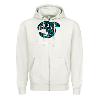 Oatmeal Heather sitka alaska native american tribal orca killer whale raglan baseball Zipper Hoodie - linhVisuals