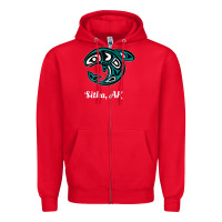 Red sitka alaska native american tribal orca killer whale raglan baseball Zipper Hoodie - linhVisuals