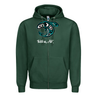 Sports Green sitka alaska native american tribal orca killer whale raglan baseball Zipper Hoodie - linhVisuals