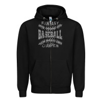 Black fantasy baseball champion distressed Zipper Hoodie - linhVisuals