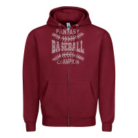Burgundy fantasy baseball champion distressed Zipper Hoodie - linhVisuals