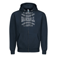 Navy fantasy baseball champion distressed Zipper Hoodie - linhVisuals