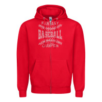 Red fantasy baseball champion distressed Zipper Hoodie - linhVisuals