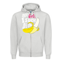 Dove Grey sorry girls i suck dick Banana Zipper Hoodie - linhVisuals