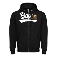 Black bape text Zipper Hoodie - linhVisuals