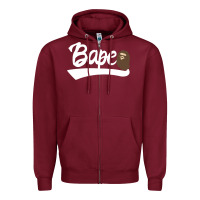 Burgundy bape text Zipper Hoodie - linhVisuals
