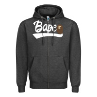 Charcoal Heather bape text Zipper Hoodie - linhVisuals