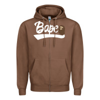 Chestnut bape text Zipper Hoodie - linhVisuals