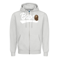 Dove Grey bape text Zipper Hoodie - linhVisuals