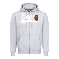Heather Grey bape text Zipper Hoodie - linhVisuals
