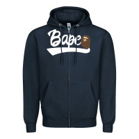 Navy bape text Zipper Hoodie - linhVisuals