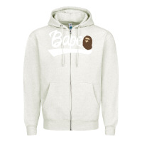 Oatmeal Heather bape text Zipper Hoodie - linhVisuals