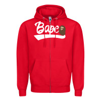 Red bape text Zipper Hoodie - linhVisuals