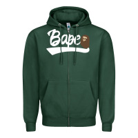 Sports Green bape text Zipper Hoodie - linhVisuals