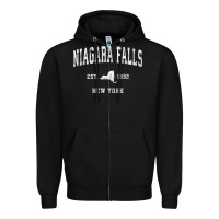 Black niagara falls new york ny vintage athletic sports design t shirt Zipper Hoodie - linhVisuals