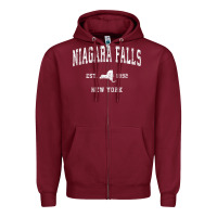 Burgundy niagara falls new york ny vintage athletic sports design t shirt Zipper Hoodie - linhVisuals