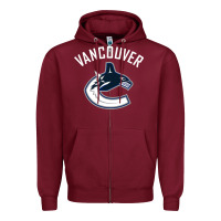 Burgundy canucks white Zipper Hoodie - linhVisuals