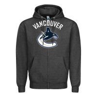 Charcoal Heather canucks white Zipper Hoodie - linhVisuals