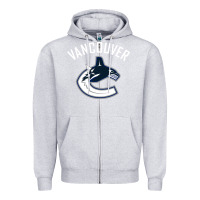 Heather Grey canucks white Zipper Hoodie - linhVisuals