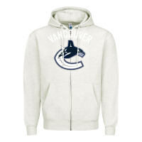 Oatmeal Heather canucks white Zipper Hoodie - linhVisuals