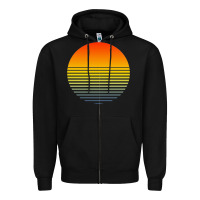 Black retro sunset Zipper Hoodie - linhVisuals