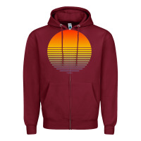 Burgundy retro sunset Zipper Hoodie - linhVisuals