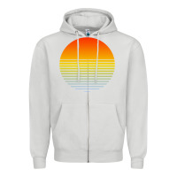 Dove Grey retro sunset Zipper Hoodie - linhVisuals