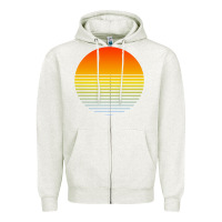 Oatmeal Heather retro sunset Zipper Hoodie - linhVisuals