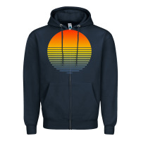 Navy retro sunset Zipper Hoodie - linhVisuals
