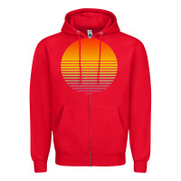 Red retro sunset Zipper Hoodie - linhVisuals
