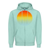 Seafoam retro sunset Zipper Hoodie - linhVisuals