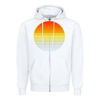 White retro sunset Zipper Hoodie - linhVisuals