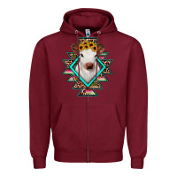 Burgundy heifer cowhide aztec Zipper Hoodie - JahusDesignShop