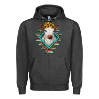 Charcoal Heather heifer cowhide aztec Zipper Hoodie - JahusDesignShop