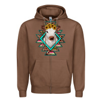 Chestnut heifer cowhide aztec Zipper Hoodie - JahusDesignShop
