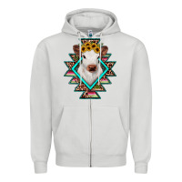 Dove Grey heifer cowhide aztec Zipper Hoodie - JahusDesignShop