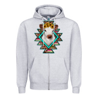 Heather Grey heifer cowhide aztec Zipper Hoodie - JahusDesignShop