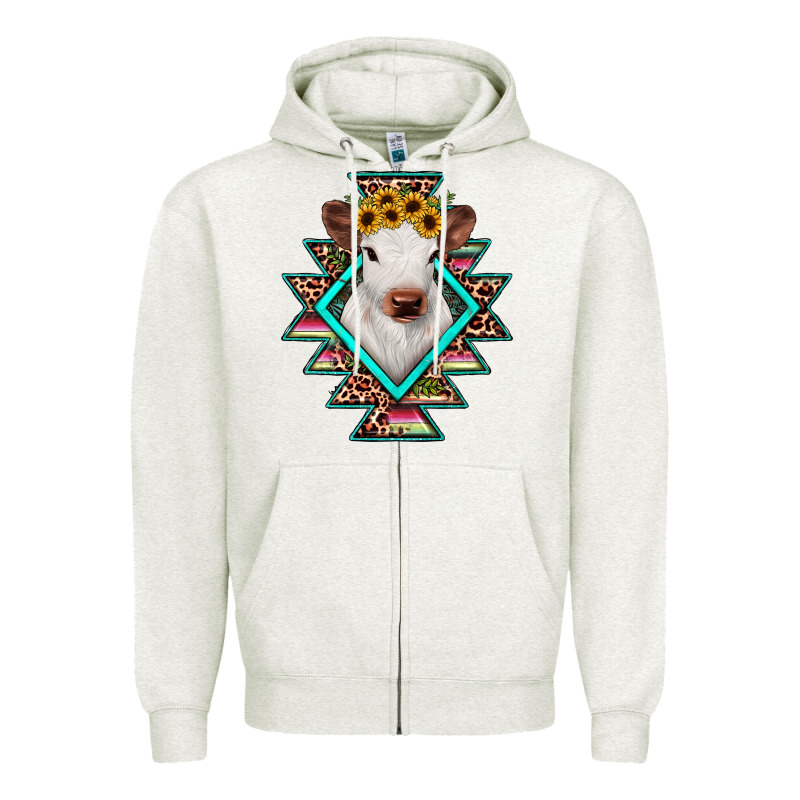 Heifer Cowhide Aztec Zipper Hoodie by JahusDesignShop | Teevron